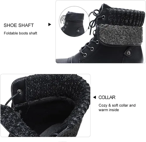 Miniatura 2 de Moda Chics - Botines para mujer, estilo combate con cordones y peluche.