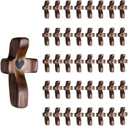 Miniatura 11 de Cruz de oración de bolsillo de madera, paquete de 105 cruces de madera de mano para iglesia, regalo cristiano, ministerio, regalos de escuela