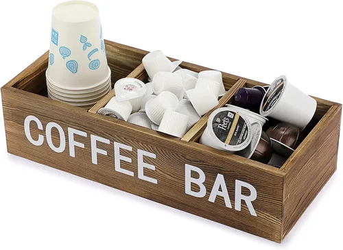 Miniatura 8 de ELLDOO Caja de almacenamiento para cápsulas de café con rejillas extraíbles, organizador de estación de café para taza K, accesorios de café