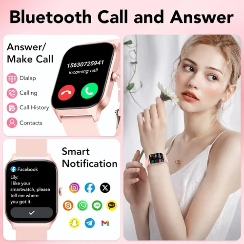 Miniatura 2 de CASCHO Relojes inteligentes para mujer, reloj inteligente HD de 1.85 pulgadas con más de 120 modos deportivos/frecuencia cardíaca/monitor de sueño