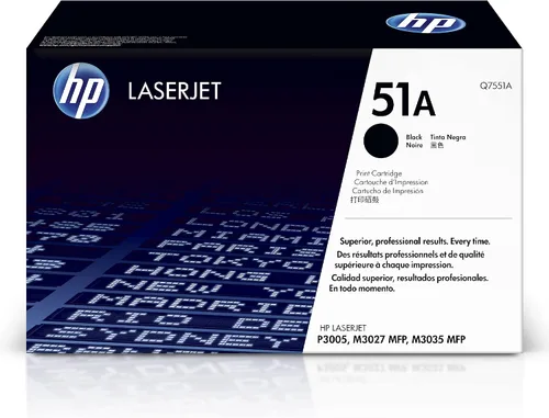 HP Cartucho de tóner negro original 51A funciona LaserJet serie P3005 LaserJet M3027, M3035 MFP Series Q7551A
