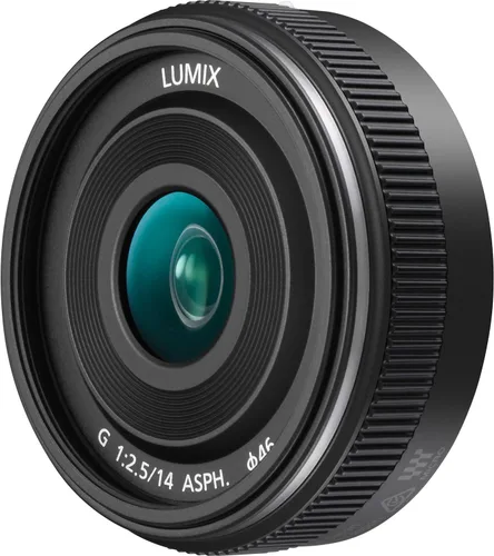Panasonic Lente LUMIX G, 0.551 in, F2.5 II ASPH., Micro cuatro tercios sin espejo, H-H014AK (USA BLACK)