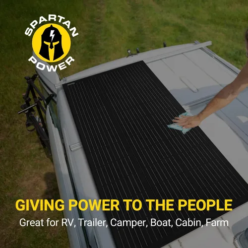 Miniatura 7 de Spartan Power Panel solar de 100 W, 9 barras de autobús, color negro, ideal para RV, remolque, cámper, barco, cabina, granja, SP-100W