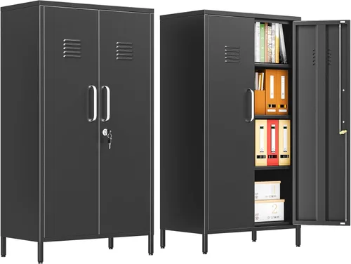 Miniatura 12 de Gabinete de casillero de almacenamiento de 62.2 cm de alto de metal con cerradura - Gabinete pequeño con cerradura para empleados, casillero