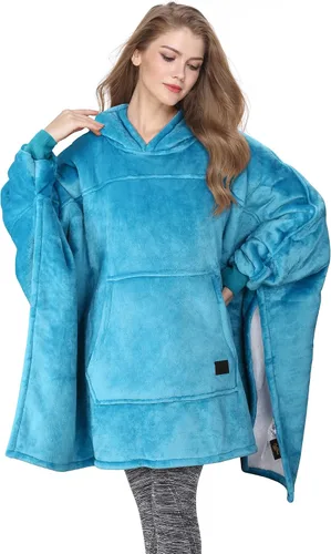 Miniatura 3 de Tirrinia Manta con capucha de gran tamaño, sudadera con manga de murciélago, acogedora manta Sherpa enorme regalo para mujeres adultas
