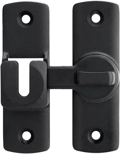 Miniatura 7 de Cerradura Negra para Puerta de Granero Abatible de 90/180 Grados, Protege la Privacidad - Pestillo de Puerta de Seguridad, Herrajes de Pestillos