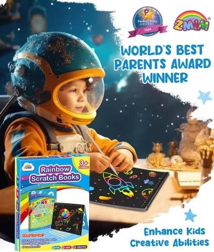 Miniatura 2 de ZMLM Papel para Rascar Arte-Manualidades Regalo: Paquete de 2 Cuadernos Arcoíris Suministros Juguetes Rellenos para Cesta de Pascua para Niñas