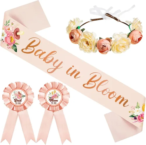 Miniatura 13 de Ceenna Decoración de oso azul para baby shower, banda para mamá y papá, corona de flores para niños, baby shower, revelaciones de género que podemos