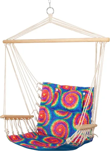 Miniatura 8 de Silla hamaca colgante con cuerda columpio, 12 patrones, tela cómoda y transpirable de calidad, para interiores y exteriores, patrón de espiga gris