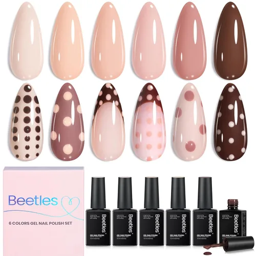 Miniatura 25 de Beetles - Juego de esmalte de uñas de gel de 6 colores, ojo de gato plateado, gel transparente rojo, rosa, amarillo, verde, negro, con efecto