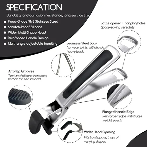 Miniatura 6 de SOLEADER Agarrador de Platos Compatible con Sartén de Pizza, Agarrador Antideslizante, Recuperador de Platos y Tazones Calientes para Sacar Comida