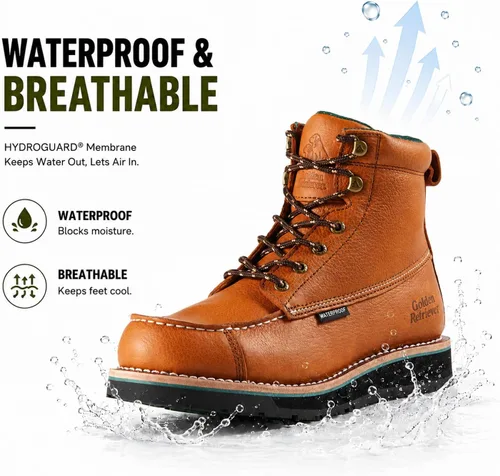 Miniatura 2 de Golden Retriever 6" Botas de trabajo con punta compuesta/blanda para hombre, con cuña impermeable tipo mocasín, resistentes al aceite/deslizamiento