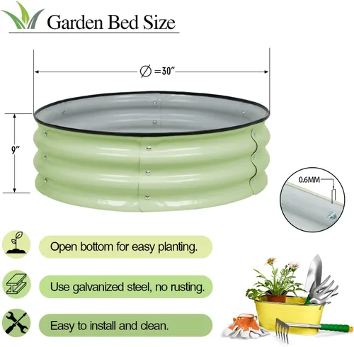 Miniatura 4 de BPS Cama de jardín elevada de metal, paquete de 2 macetas galvanizadas de 2.5 pies de diámetro, cajas de jardín elevadas para macetas de flores