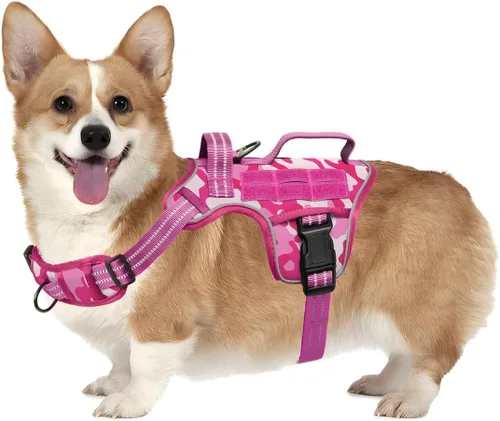 Miniatura 32 de Arnés para perros grandes resistente, arnés táctico sin tirones para perro con sistema Molle, chaleco para perro de servicio fácil de poner y Negro