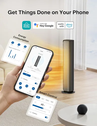 Miniatura 3 de PELONIS Calentador de espacio para habitación grande, calentadores eléctricos inteligentes de 30 pulgadas con termostato, aplicación y control