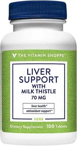 The Vitamin Shoppe Apoyo hepático con cardo mariano - 80% antioxidante de silimarina | Salud hepática y desintoxicación | 100 tabletas | Bienestar