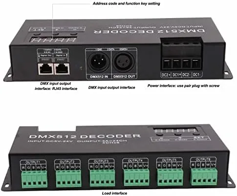 Miniatura 6 de FTVOGUE Controlador de luz LED RGB, decodificador DMX de 24 canales RGBW DMX512 Controlador LED controlador para barra de escenario DC5V 24V,