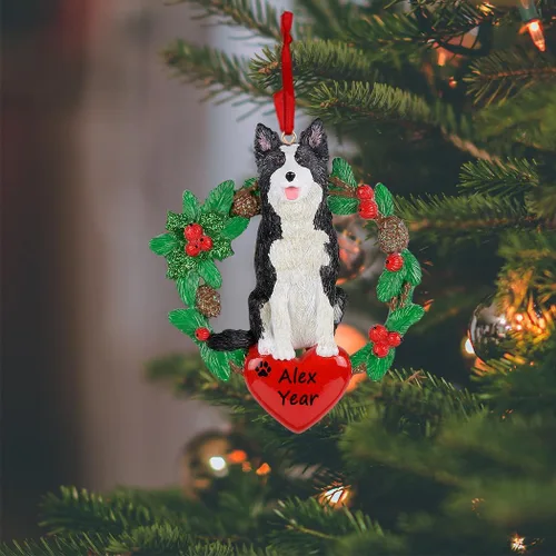 Border Collie - Adorno de Navidad personalizado, primer regalo de recuerdo de Navidad de cachorro para padres de piel