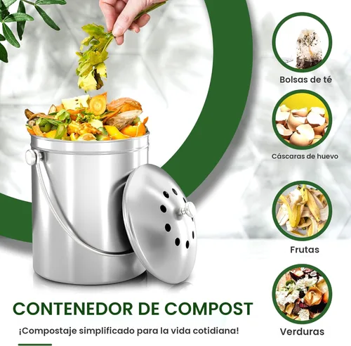 Miniatura 3 de Utopia Kitchen contenedor de compost para interior, compostaje sin olor con filtro de carbón, compostador grande de acero inoxidable de 1.3 galones