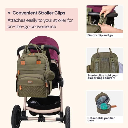 Miniatura 6 de BabbleRoo - Mochila para pañales - Bolso de viaje con artículos esenciales para bebés - Mochila multifunción resistente al agua, bolso de viaje