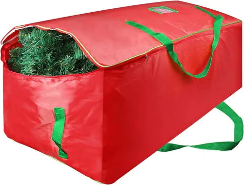 Bolsa de almacenamiento para árbol de Navidad, se adapta a hasta 9 pies, contenedor grande duradero que protege del polvo, mango ancho reforzado y