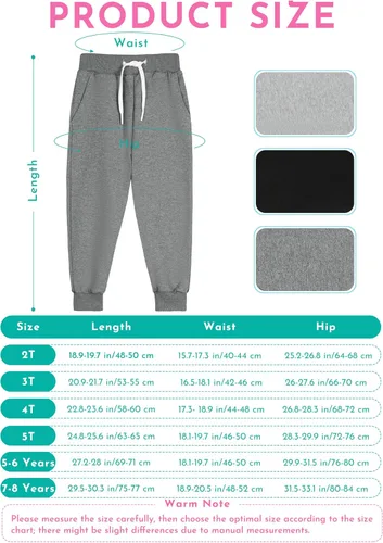 Miniatura 14 de Resinta Paquete de 3 pantalones deportivos de algodón para niños pequeños, pantalones deportivos con bolsillo, ropa de entrenamiento