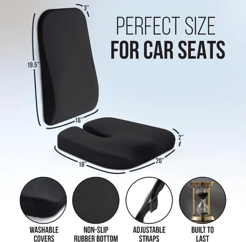 Miniatura 6 de Elmara Cojines de asiento de automóvil diseñados por médicos para conducir, soporte de respaldo de asiento de automóvil, cojín de asiento
