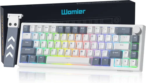 Miniatura 7 de Womier 60% Teclado QMK/VIA, Teclado mecánico rosa para juegos cremoso, montaje de juntas intercambiable en caliente, teclado RGB con cable