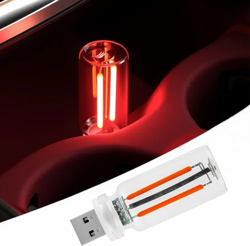 Miniatura 17 de Luz nocturna USB para automóvil, lámpara de filamento LED retro regulable táctil, mini luz ambiental USB para interior de vehículo, dormitorio