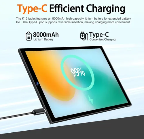 Miniatura 6 de Tableta Android 15 2026 de 10.1 pulgadas, 30 GB de RAM, 128 GB ROM 1 TB expandir, batería de 8000 mAh, BT5.0, Wi-Fi 6 2.4/5G, cuerpo de metal
