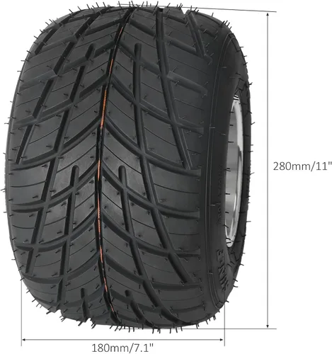 Miniatura 3 de Paquete de 4 neumáticos y llantas Go Kart de 5 pulgadas 10x4.50-5 y 11x7.10-5 neumáticos de 3 pernos Go Kart ruedas delanteras y traseras