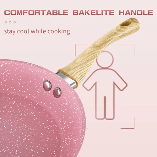 Miniatura 2 de Sartén antiadherente, sartén para huevos rosa de 11 pulgadas, sartén antiadherente 100% PTFE libre de PFOA, sartén para tortilla libre de toxinas