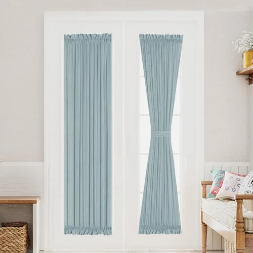 Miniatura 19 de Turquoize Elegantes cortinas de lino para puerta francesa, paneles de cortina de filtrado de luz, panel de lino con bolsillo para barra, panel