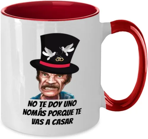 Miniatura 2 de Regalo para matrimonio taza de café 2 colores roja y blanco no te doy una nomas