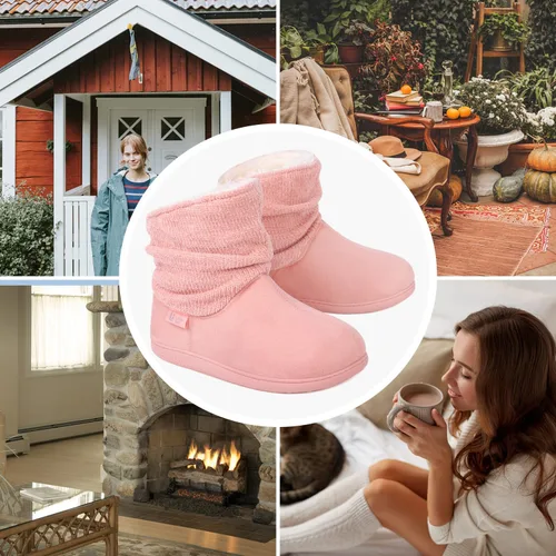 Miniatura 6 de LongBay Pantuflas de punto de chenilla cálidas para mujer, de espuma viscoelástica, cómodas, de gamuza, esponjosas, de espuma viscoelástica, botas