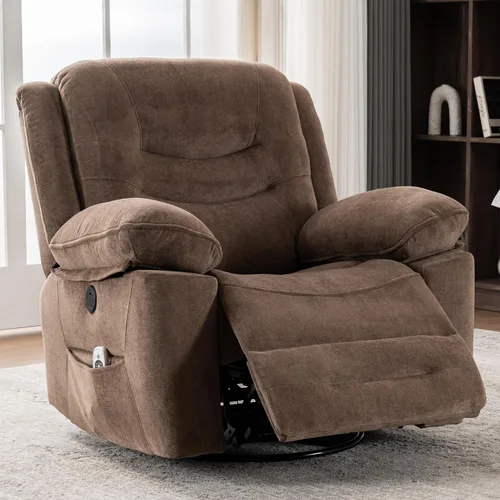 Miniatura 8 de Ketaiyou Sillón Reclinable Eléctrico Giratorio Basculante con Masaje y Calor, Puerto USB, Posición Infinita, Sillas Mecedoras Deslizantes Eléctricas