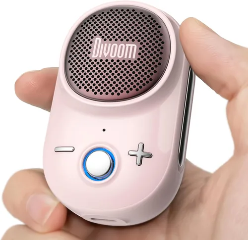 Divoom Itour-S - Altavoz Bluetooth portátil, IP67 resistente al agua, a prueba de polvo, pequeño altavoz Bluetooth portátil con clip, tiempo de Rosa