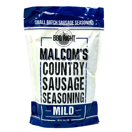 Malcom's Mild Country - Condimento para salchichas, uso con cerdo, carne de res, cordero, caza silvestre, venado y otras carnes, mezcla de especias