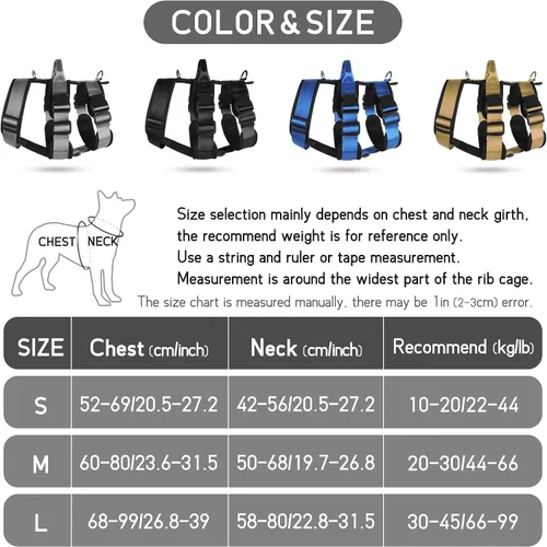 Miniatura 5 de Arnés grande para perro, sin tirones, a prueba de escapes, con asa, 4 hebillas, 2 anillos, acolchado suave, antideslizante, ajustable, arnés