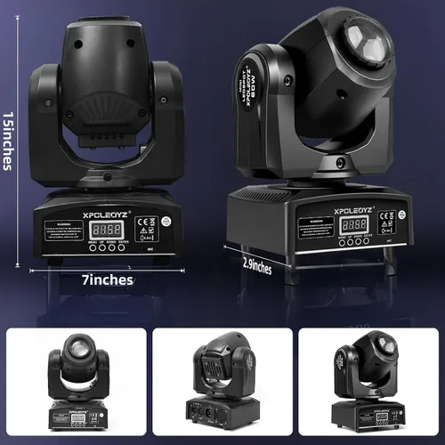 Miniatura 2 de Luces de escenario, luces de cabeza móvil, 8 gobos, 8 colores, 11 canales, 60 W, focos DMX 512 con sonido activado para boda, DJ, fiesta, escenario