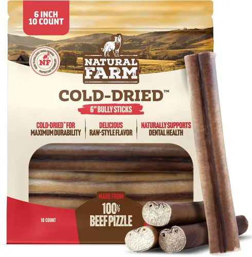 Miniatura 8 de Natural Farm Cold-Dried™ Bully Sticks de 6 pulgadas (5 unidades) - Masticables para perros sin olor, con alto contenido de proteínas, 100% carne