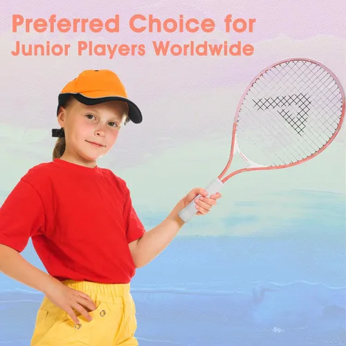 Miniatura 5 de AMA SPORT Raqueta de tenis para niños pequeños, kit de iniciación de raqueta de tenis de 17 a 25 pulgadas para niñas y niños con bolsa de nailon