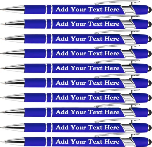 Miniatura 68 de Bolígrafos personalizados a granel grabados personalizados con punta de lápiz capacitivo, bolígrafos personalizados de tinta negra, regalos