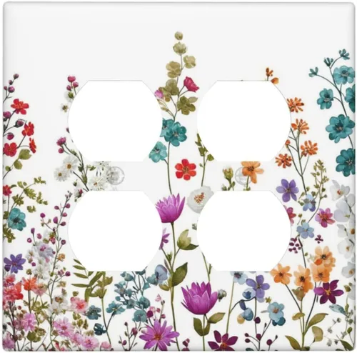 Miniatura 37 de Cubierta de Interruptor de Luz de 1 Gang con Flores Silvestres Bohemias, Hierbas, Floral, Decorativa, Planta Botánica, Naturaleza, Acuarela, Placa
