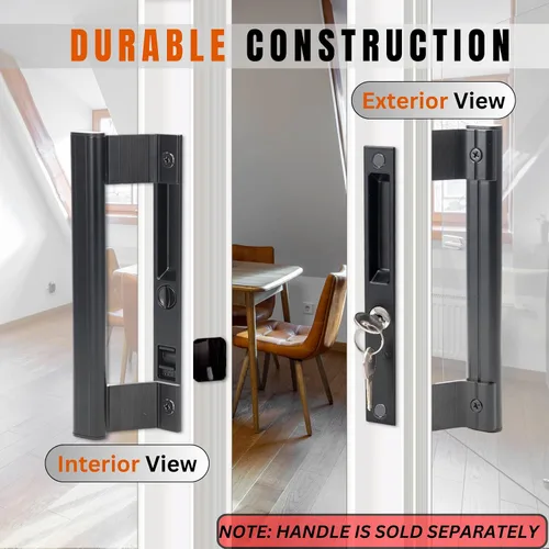 Miniatura 6 de Juego de manijas para puerta de vidrio deslizante, 6-5/8", negro - Reemplazo de manija de puerta de patio Gruesa para ambas puertas correderas