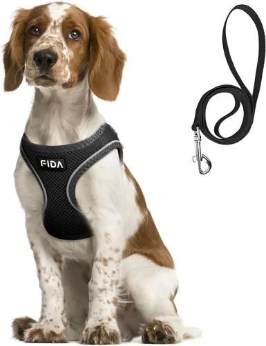 Miniatura 13 de Fida Cómodo arnés para perro con correa, chaleco suave para cachorros, a prueba de escapes, transpirable y ligero de malla suave, arnés reflectante
