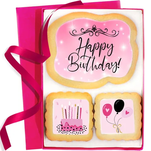 Miniatura 5 de Cesta de regalo de galletas de feliz cumpleaños para hombres, mujeres, niños, niños, caja de regalo de galletas de azúcar decorada sin nueces