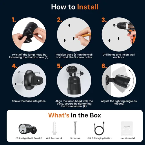 Miniatura 7 de Luz con sensor de movimiento a pilas para exteriores, recargable de 4000 mAh, 600 lúmenes, foco de batería para exteriores, impermeable, para Negro