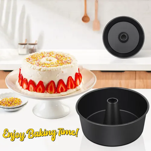 Miniatura 7 de E-far Angel Food - Molde antiadherente para tartas de 10 pulgadas para hornear pastel de gasa, diseño de una sola pieza, fácil de liberar y limpiar