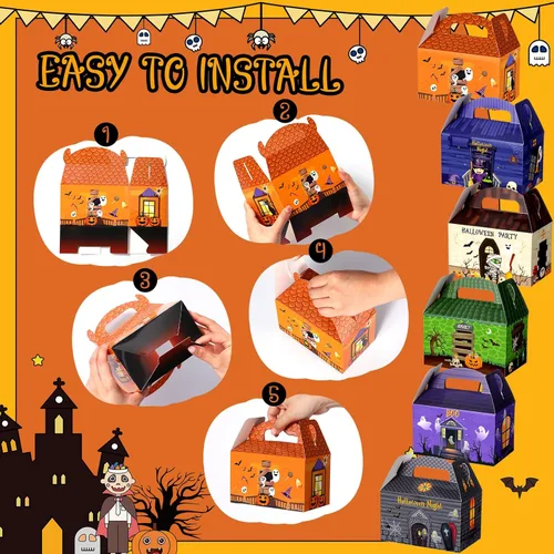 Miniatura 5 de TaoBary Juego de 24 cajas de dulces de Halloween, cajas de regalos de Halloween, cajas de regalos para regalos de cumpleaños, galletas, caja